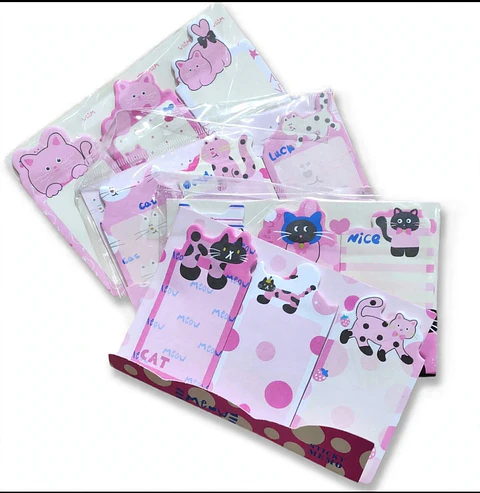 Notitas Adhesivas x 3 Blocks Cute Cat Gatito 