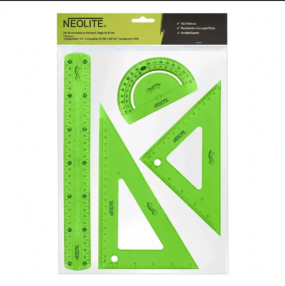 Set Geometría 4 Piezas Ultraflexible 30cm Linea Kids Neolite 1