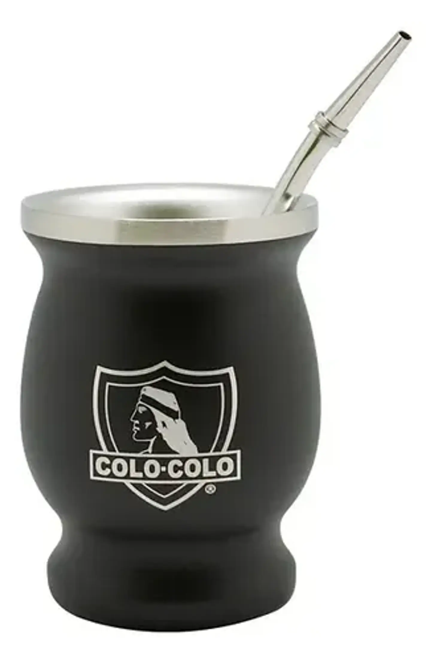Mate Criollo De Acero Inoxidable Colo Colo Con Bombilla, Térmico Y Negro 1