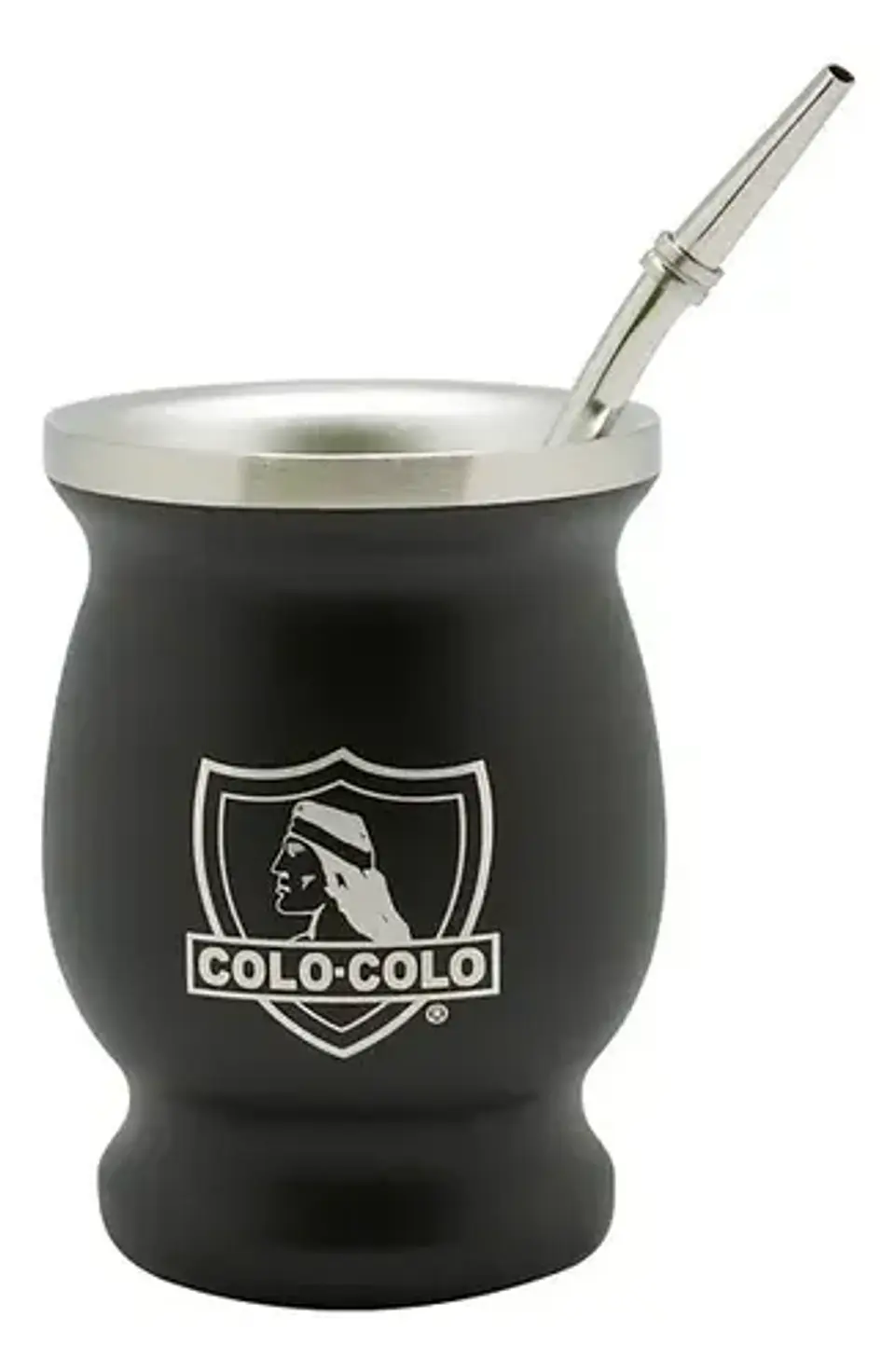Mate Criollo De Acero Inoxidable Colo Colo Con Bombilla, Térmico Y Negro 1