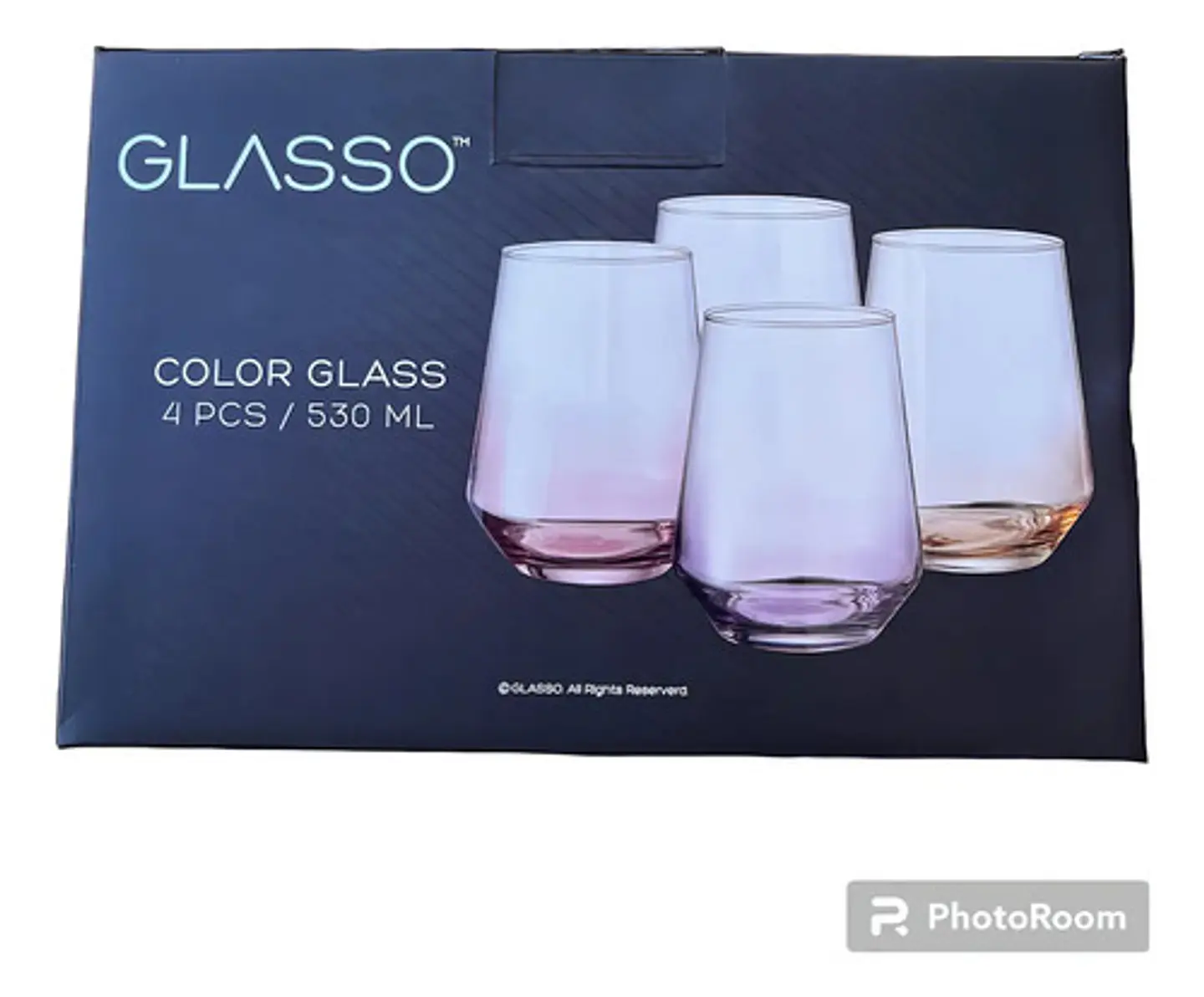 Set De 4 Vasos De Vidrio Glasso Fondo Color Para Agua Y Jugos Colores 1