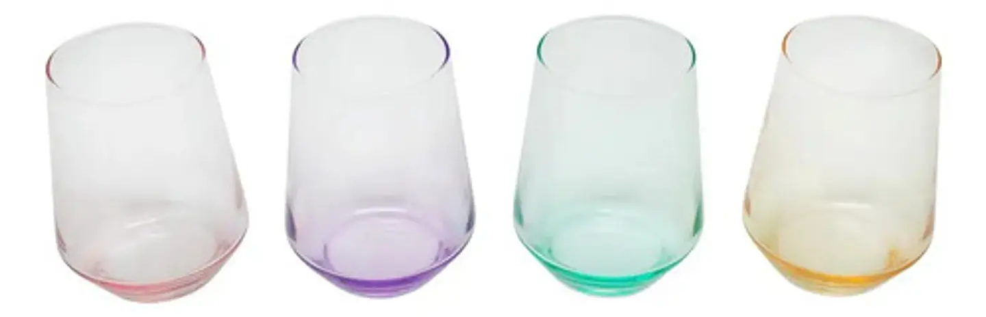 Set De 4 Vasos De Vidrio Glasso Fondo Color Para Agua Y Jugos Colores 3