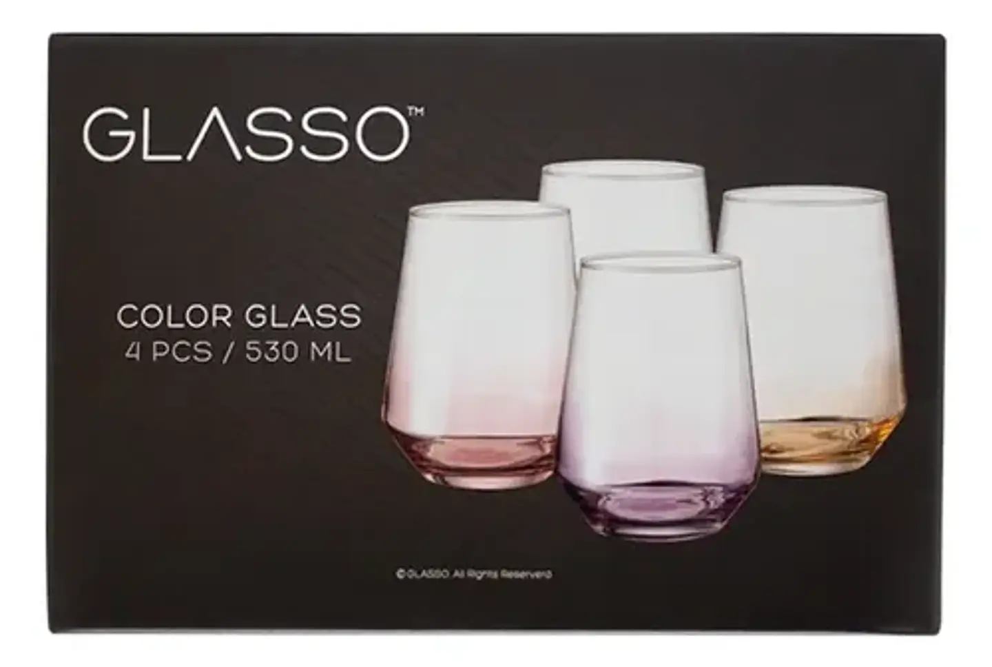 Set De 4 Vasos De Vidrio Glasso Fondo Color Para Agua Y Jugos Colores 5