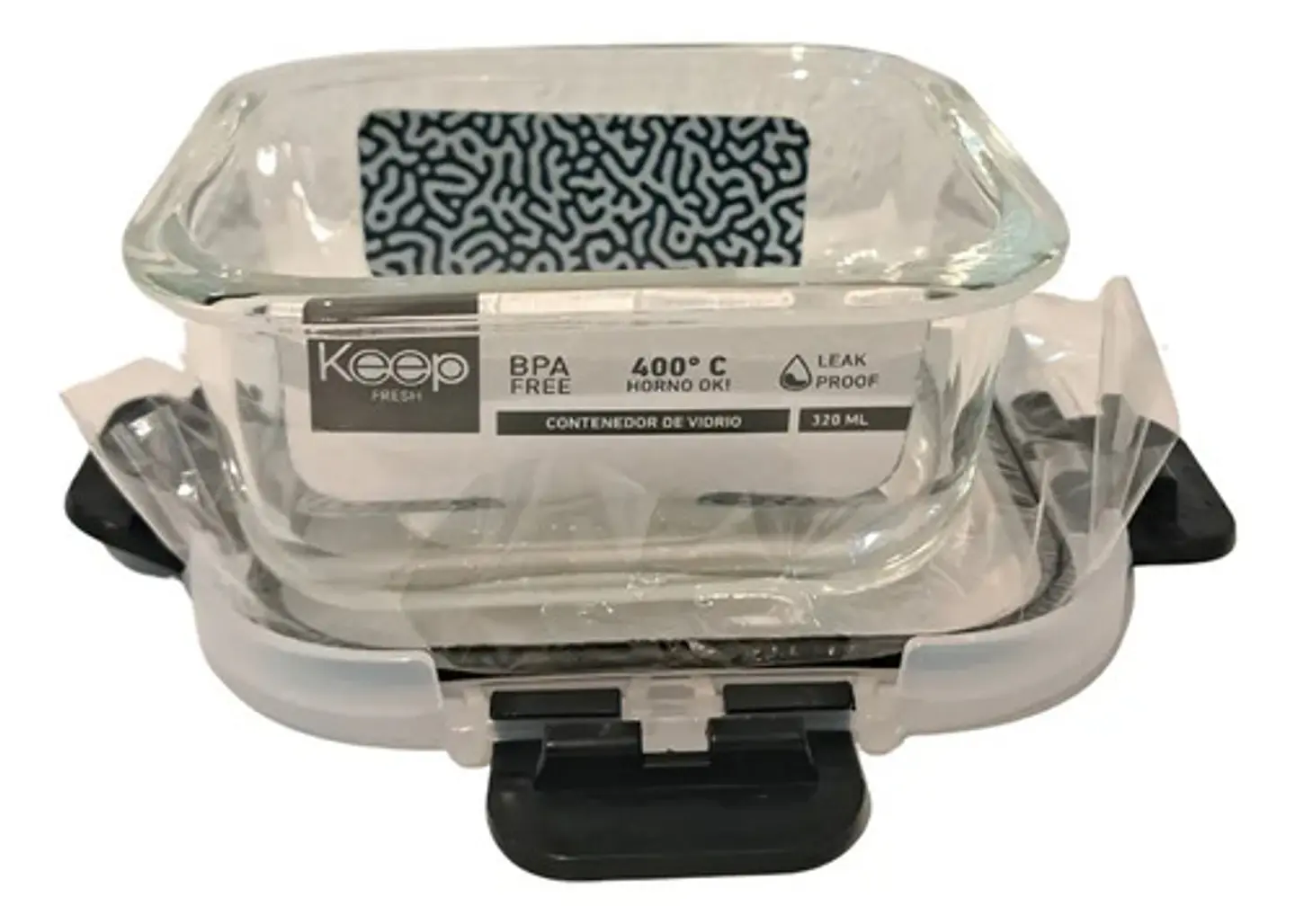 Hermetico Cuadrado Vidrio Libre Bpa Colores Keep 320ml 3