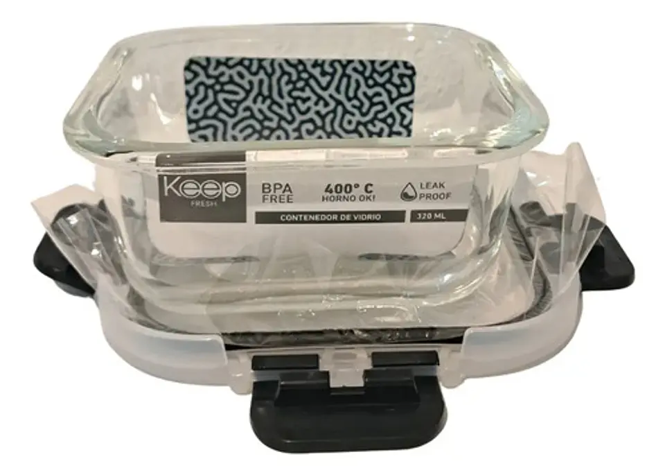 Hermetico Cuadrado Vidrio Libre Bpa Colores Keep 320ml 3