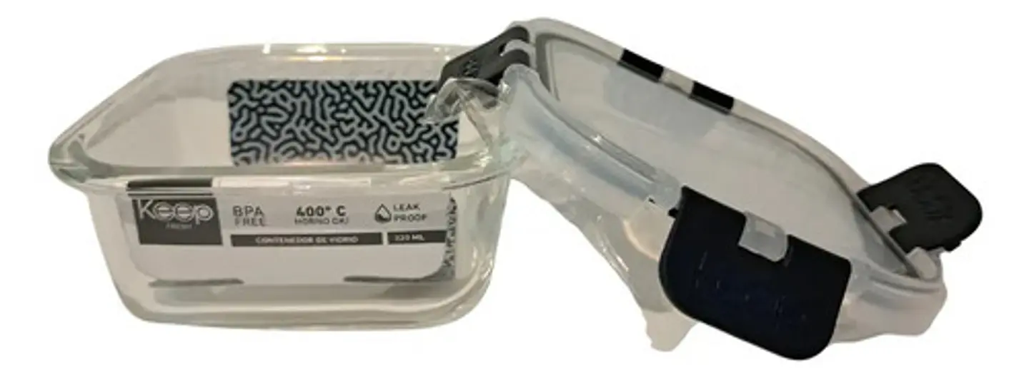 Hermetico Cuadrado Vidrio Libre Bpa Colores Keep 320ml 4