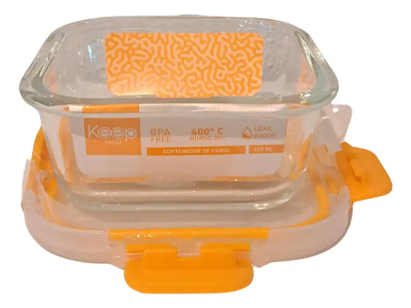 Hermetico Cuadrado Vidrio Libre Bpa Colores Keep 320ml 7