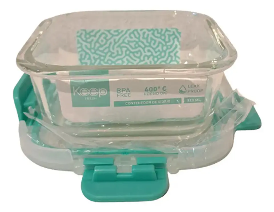 Hermetico Cuadrado Vidrio Libre Bpa Colores Keep 320ml 11