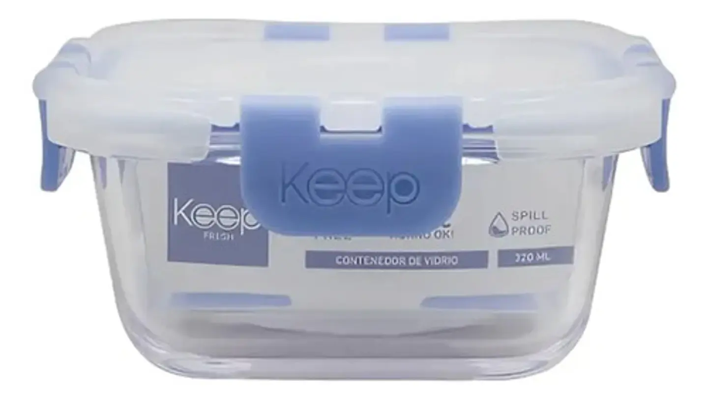 Hermetico Cuadrado Vidrio Libre Bpa Colores Keep 320ml 14