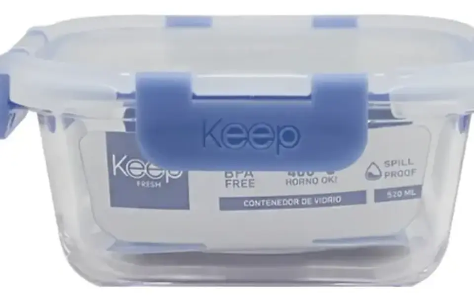Hermetico Cuadrado Vidrio Libre Bpa Colores Keep 320ml 15