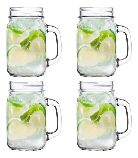 Set 4 Vasos Jarras Mason Jar Glasso 450ml Mojito Aperitivos