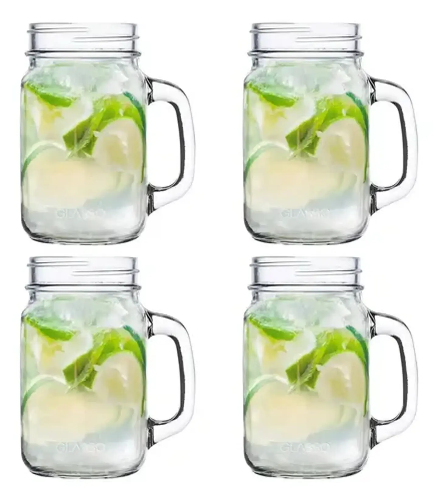 Set 4 Vasos Jarras Mason Jar Glasso 450ml Mojito Aperitivos 1