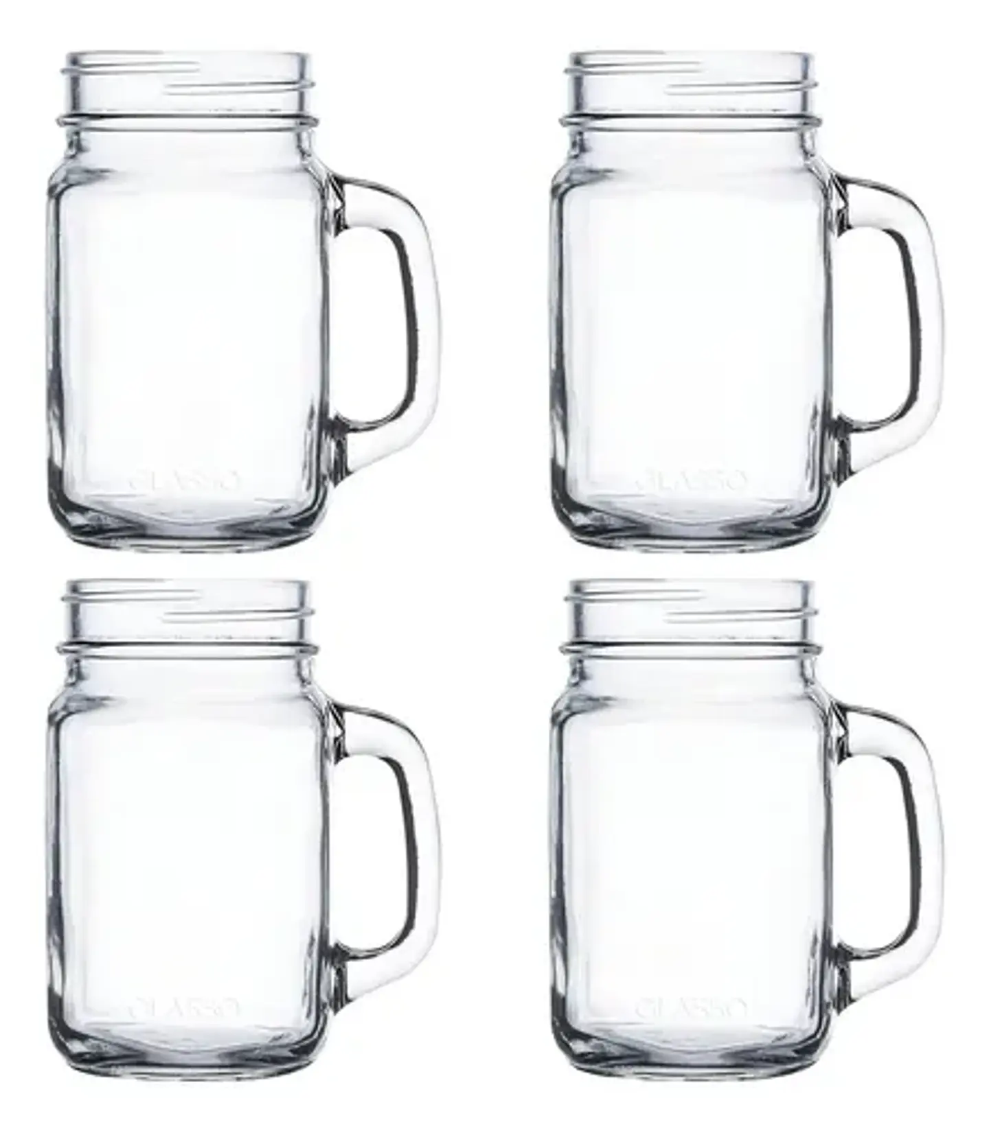 Set 4 Vasos Jarras Mason Jar Glasso 450ml Mojito Aperitivos 3
