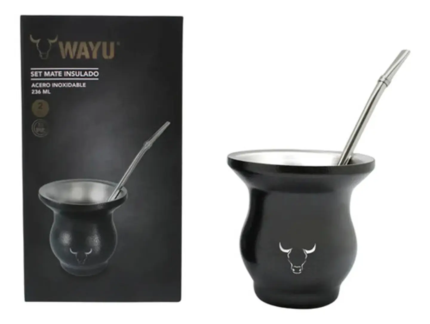 Mate Wayu Set Con Bombilla 230ml Acero Inoxidable Premium 1