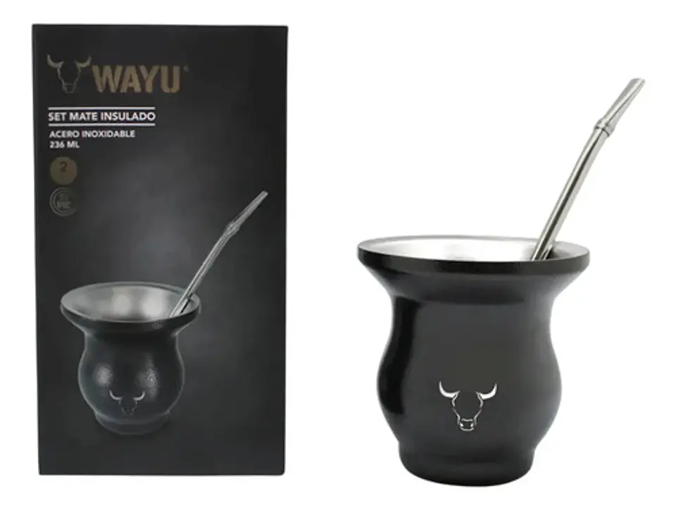 Mate Wayu Set Con Bombilla 230ml Acero Inoxidable Premium 1