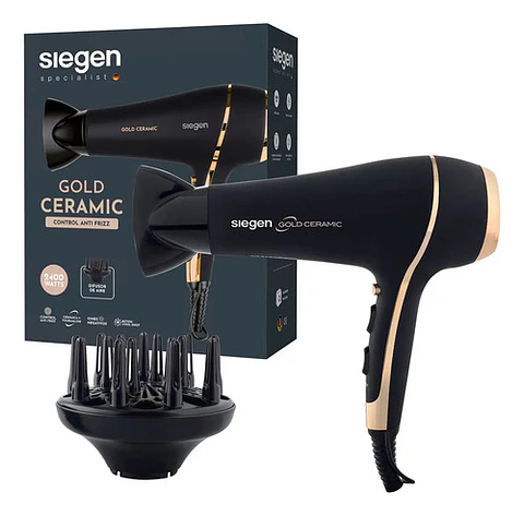 Secador De Pelo Siegen Sg-3035 Color Negro Negro/dorado
