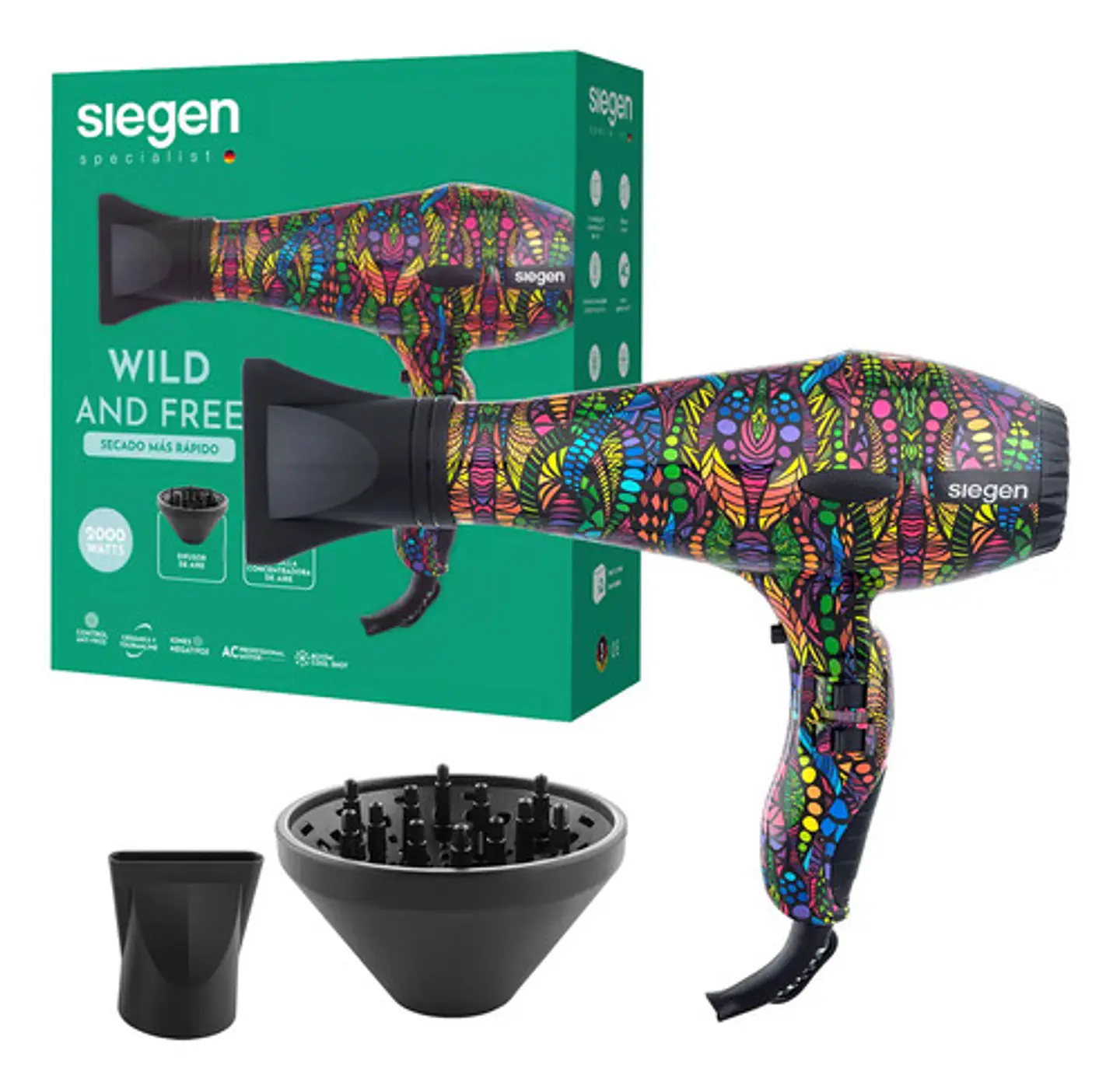 Secador De Pelo Siegen Sg-3115 Negro Multicolor 1