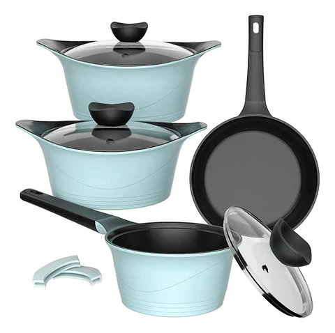 Batería Cocina Aluminio Fundido 7 Piezas Fortis Ice Agua