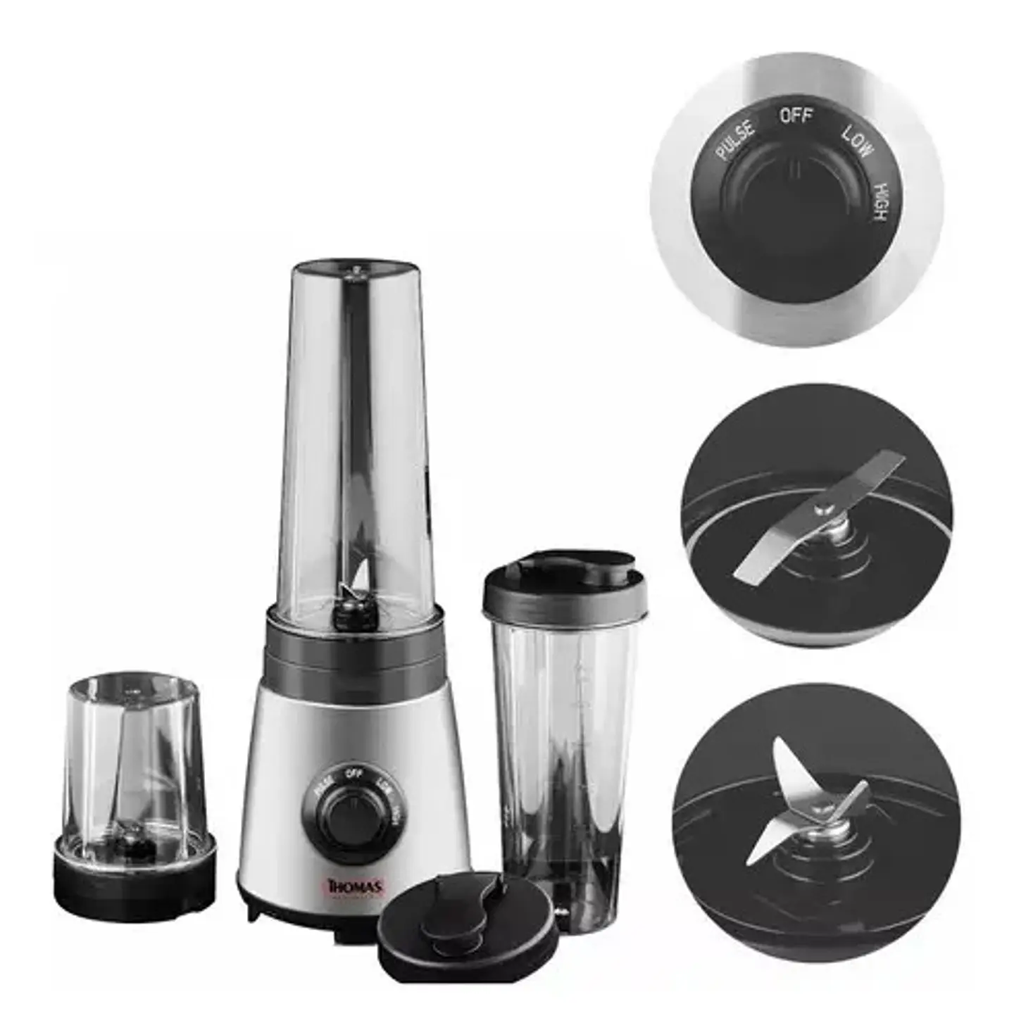 Licuadora Personal Blender Thomas Th-300pb 600 Ml Inox + Acc Color Gris 2