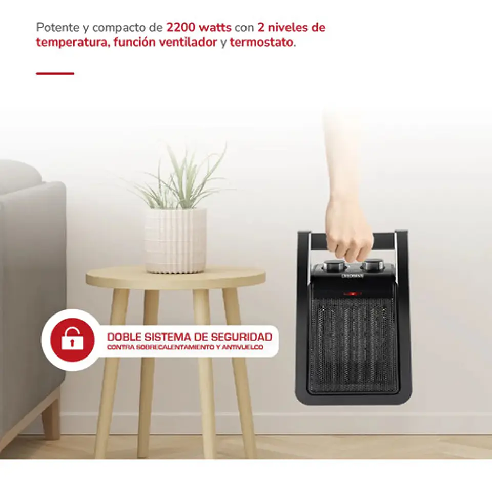 Termoventilador Ceramico Thomas Th-ch38 Color Negro 3