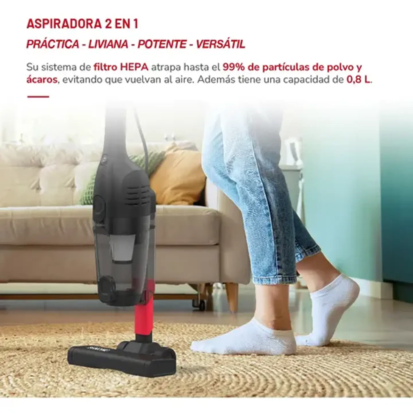 Aspiradora Vertical Thomas 2 En 1, Filtro Hepa Th-1020c Negro 3