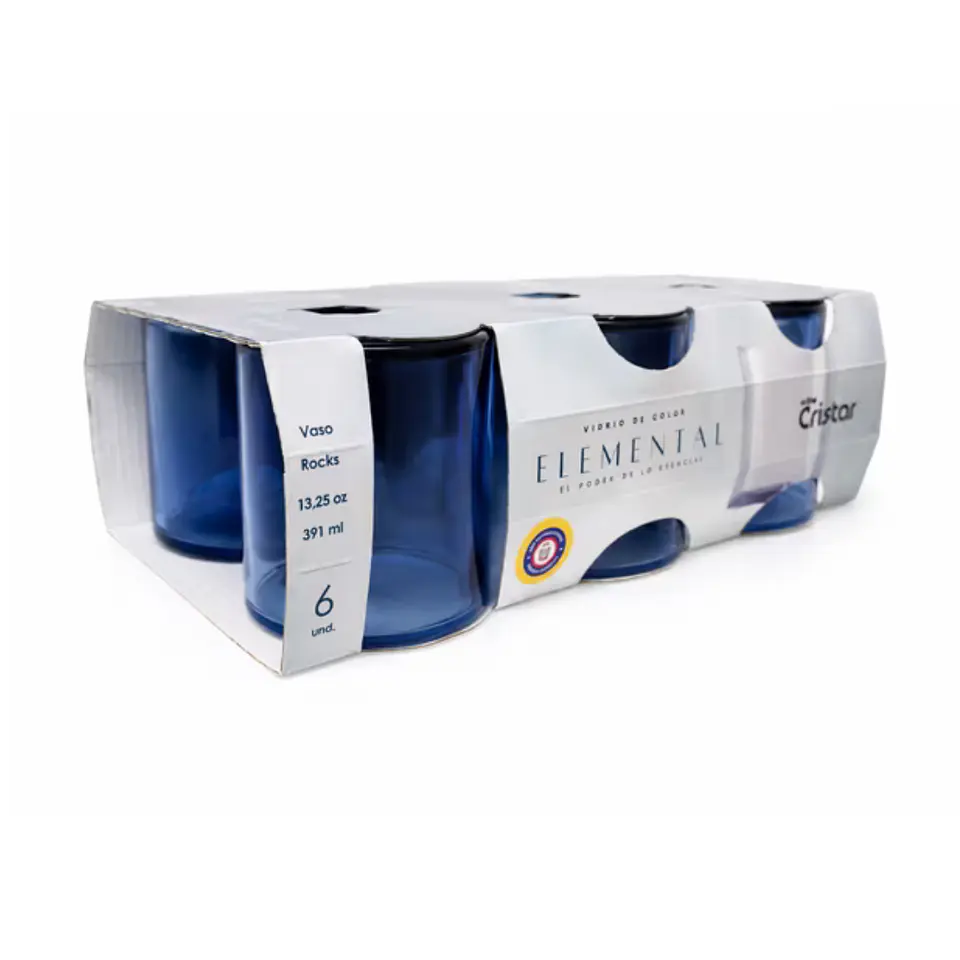 Elemental Azul Set 6 Vasos Bajos Cristar. 2