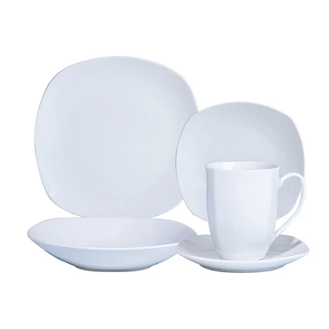Juego Set De Vajilla 30pzas Porcelana Blanca Hallen Blanco 