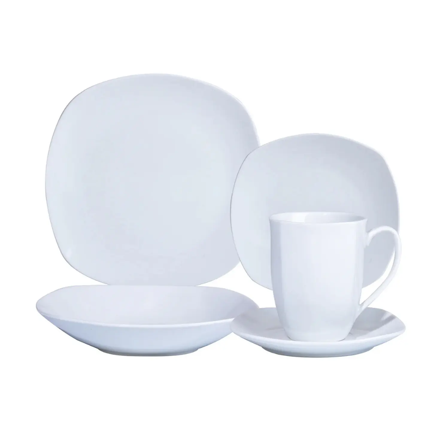 Juego Set De Vajilla 30pzas Porcelana Blanca Hallen Blanco  1