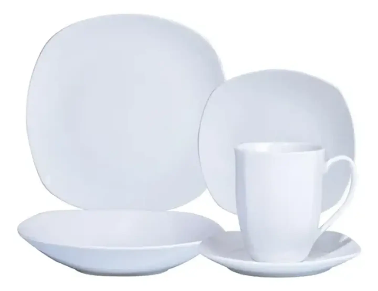 Juego Set De Vajilla 30pzas Porcelana Blanca Hallen Blanco L 1