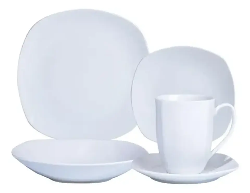 Juego Set De Vajilla 30pzas Porcelana Blanca Hallen Blanco L 1
