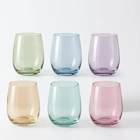 Set 6 Vasos De Vidrio Colores Toy 365ml Nadir Cristal Jugos