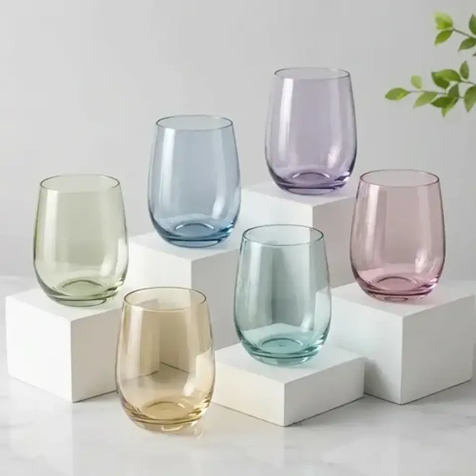 Set 6 Vasos De Vidrio Colores Toy 365ml Nadir Cristal Jugos 2