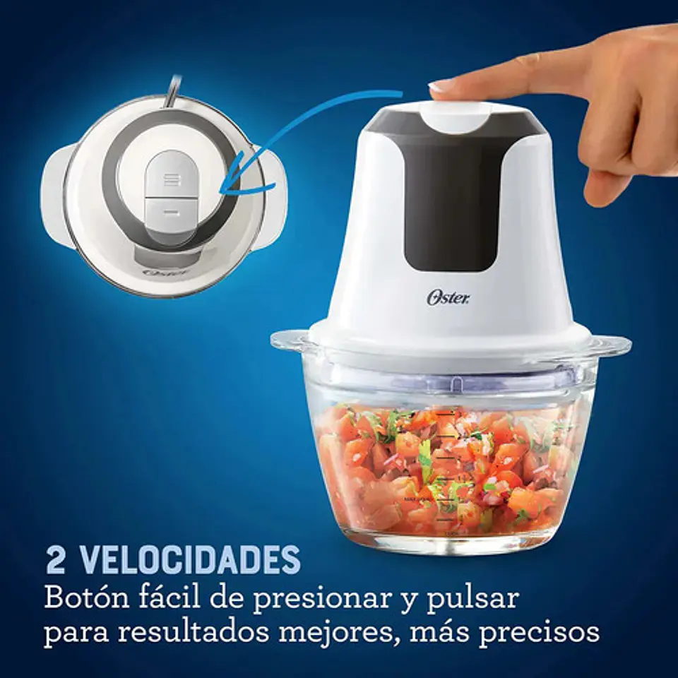 Mini Picadora Oster, 3 Tazas, Con Tazón De Vidrio Fpstfp3340 Blanco 6
