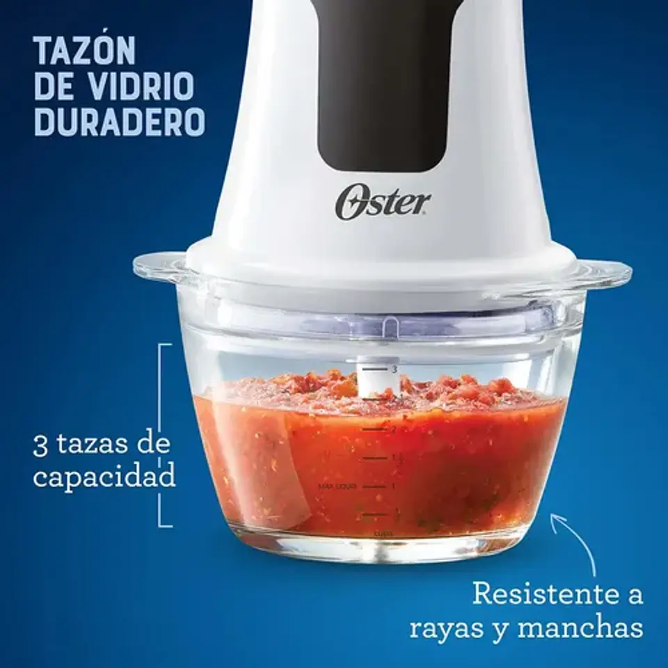 Mini Picadora Oster, 3 Tazas, Con Tazón De Vidrio Fpstfp3340 Blanco 4