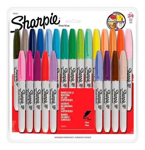 Set 24 Marcadores Sharpie Punta Fina Colores Surtidos Surtid
