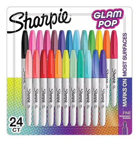 Set 24 Marcadores Permanentes Sharpie Glam Pop Colores