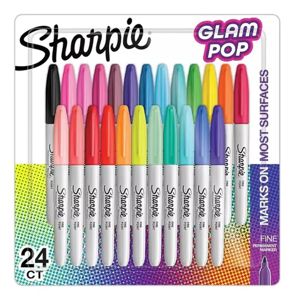 Set 24 Marcadores Permanentes Sharpie Glam Pop Colores 1