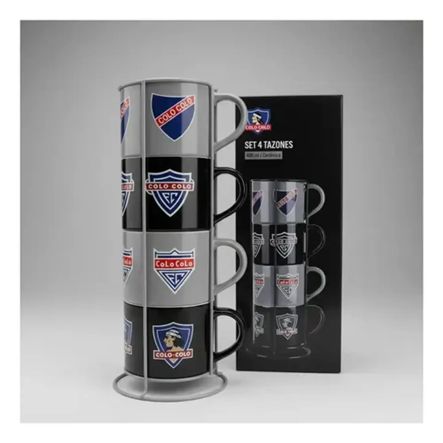 Set 4 Tazones Taza Cerámica Colo Colo 400ml Colección 1