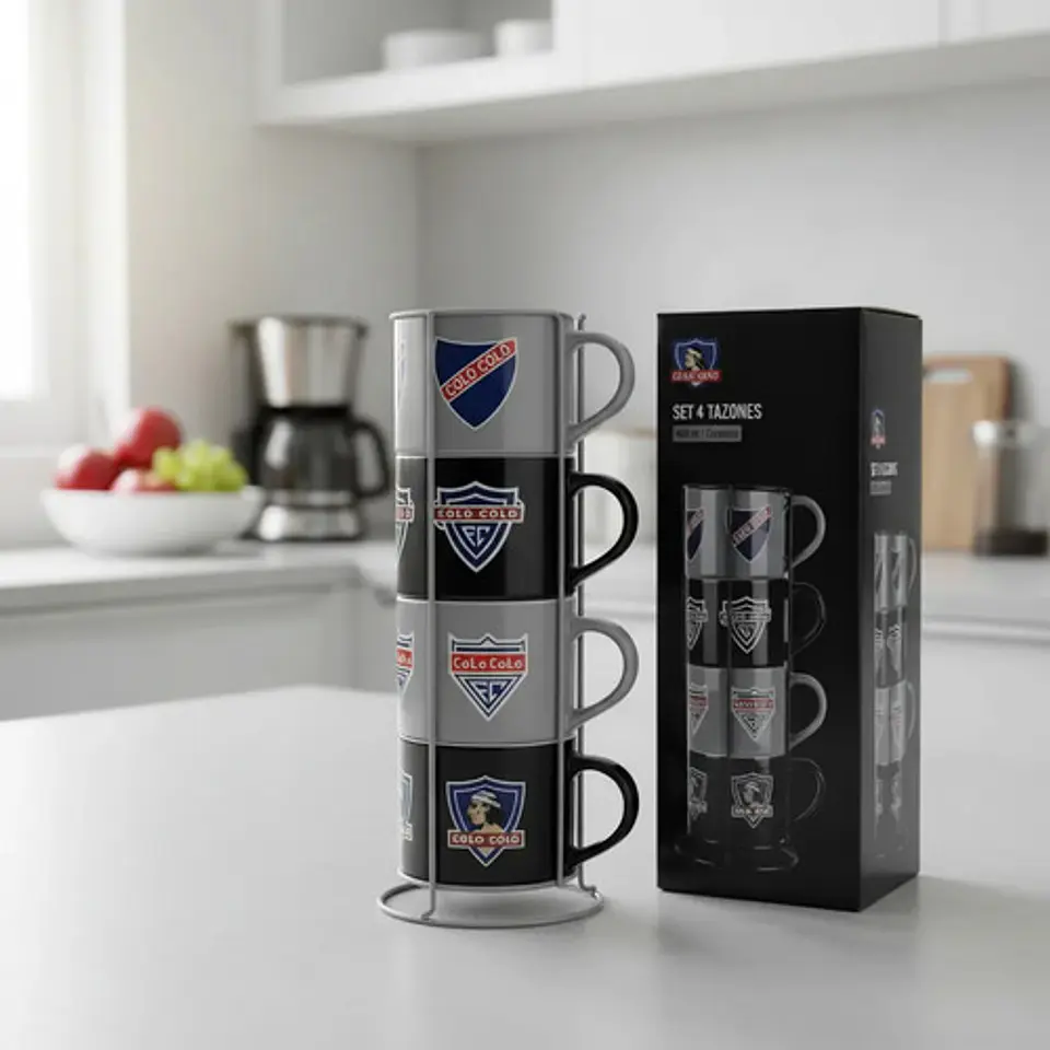 Set 4 Tazones Taza Cerámica Colo Colo 400ml Colección 3