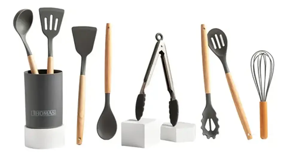 Set Utensilios De Cocina De Silicona 9pzas Th-mut09n 1