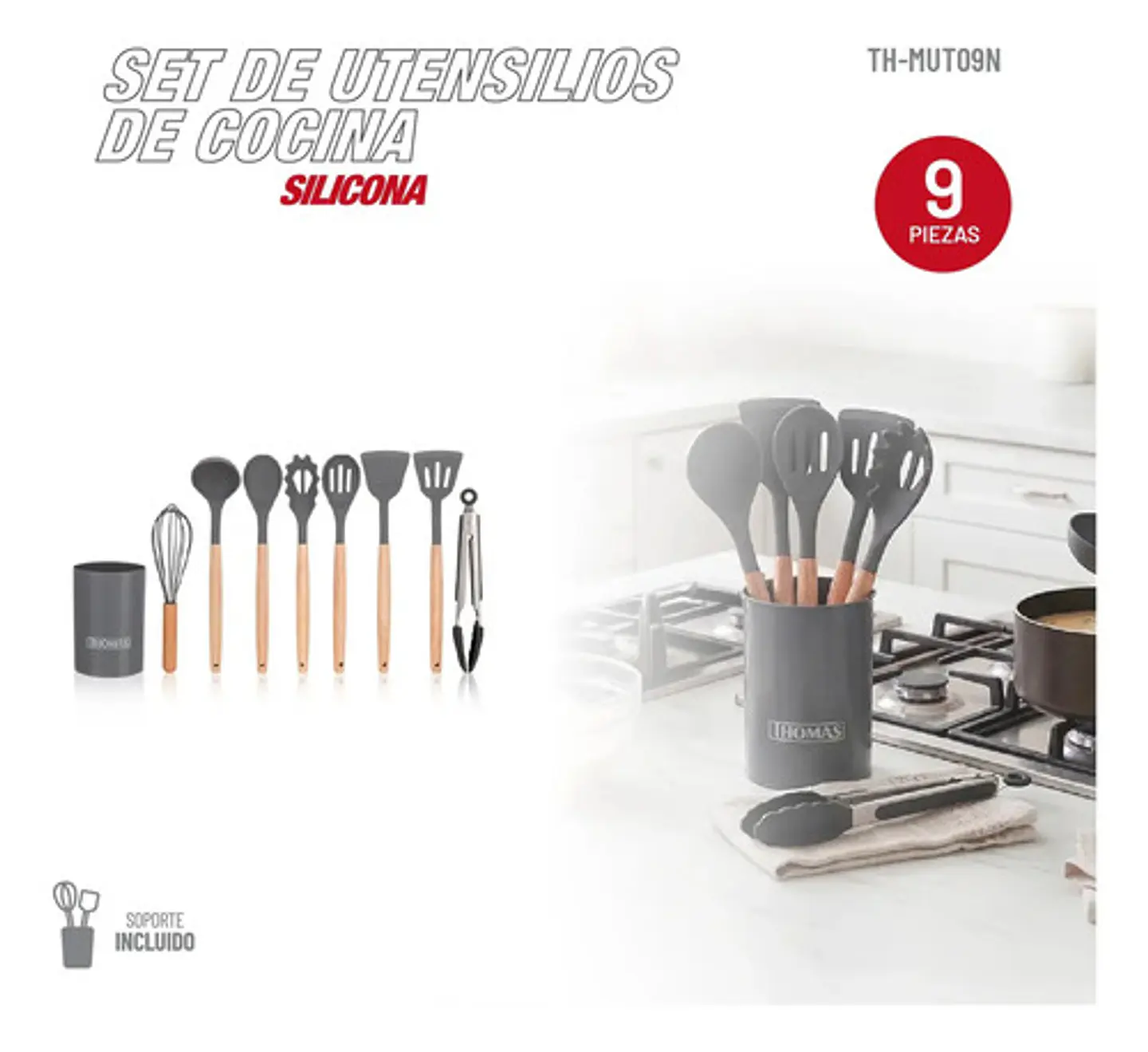 Set Utensilios De Cocina De Silicona 9pzas Th-mut09n 2