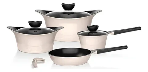 Batería Cocina Aluminio Fundido 7 Piezas Fortis Beige Wolf C