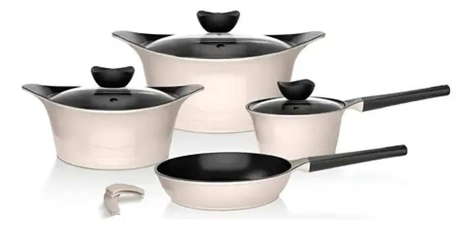 Batería Cocina Aluminio Fundido 7 Piezas Fortis Beige Wolf C 1