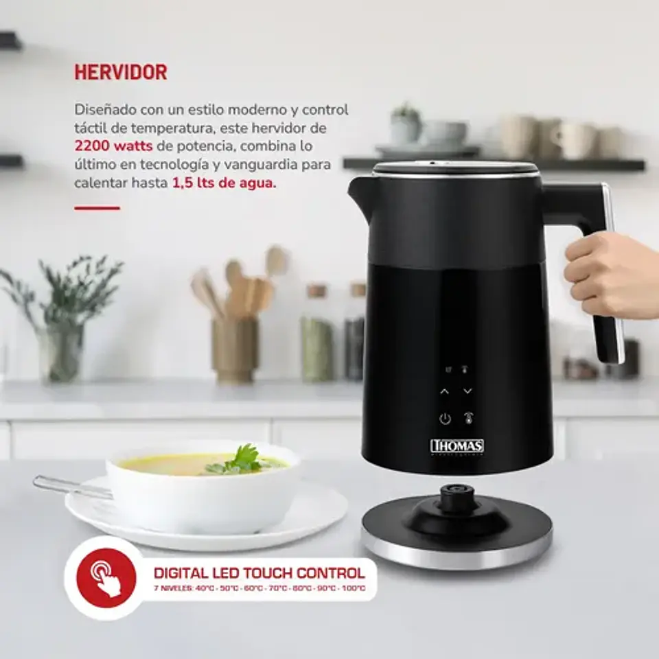 Hervidor Digital 1.5 Lts Th-6220dn Color Negro 4