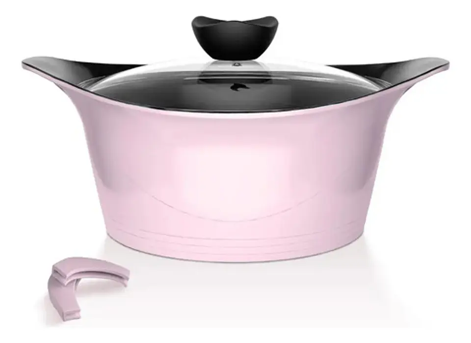 Batería Cocina Aluminio Fundido 7 Piezas Fortis Rosado Wolf 3