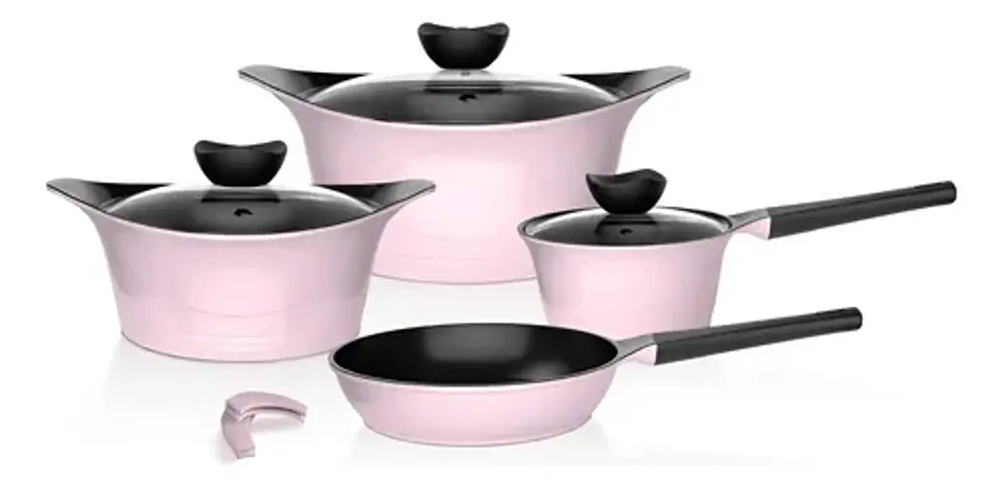Batería Cocina Aluminio Fundido 7 Piezas Fortis Rosado Wolf 2