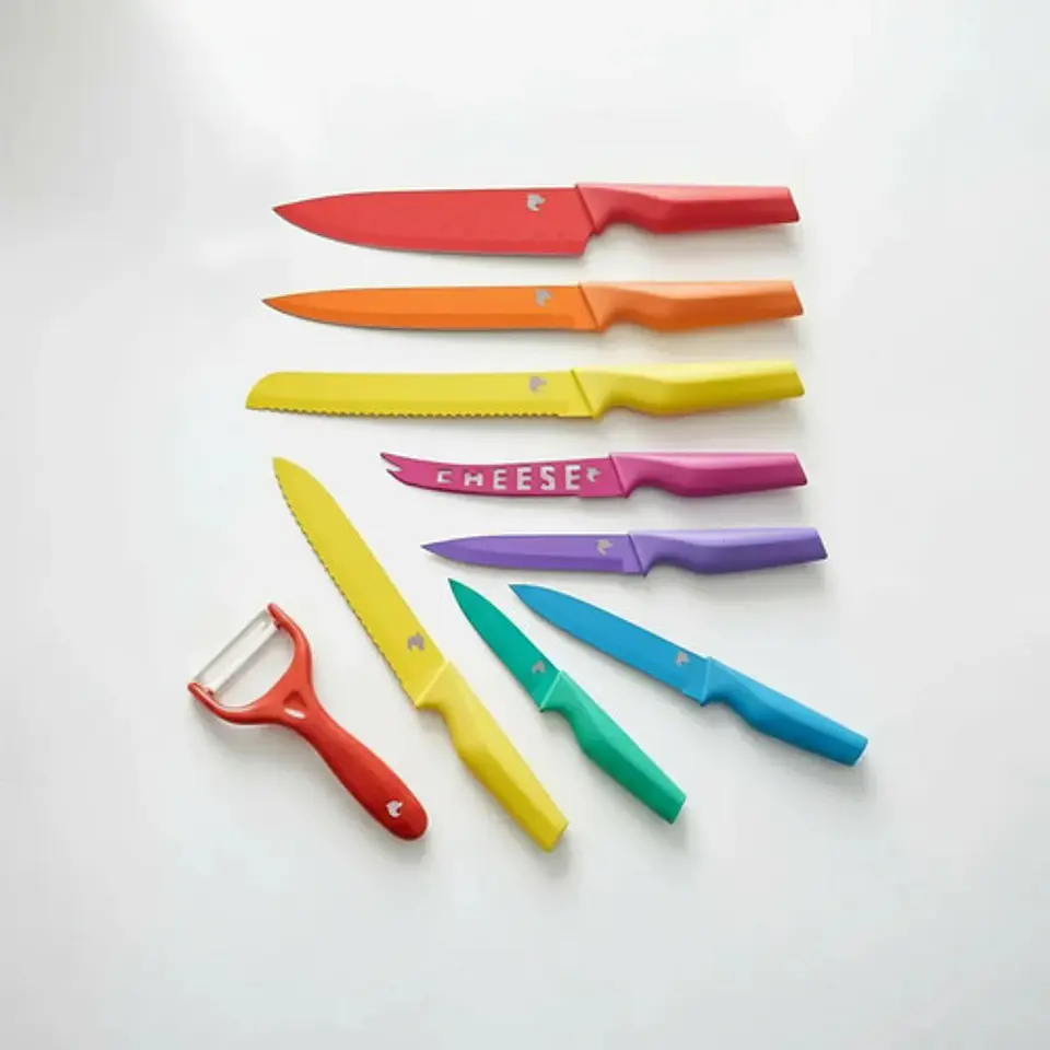 Set 8 Cuchillos Cocineros Acero Inox De Colores Moon 2