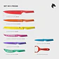 Set 8 Cuchillos Cocineros Acero Inox De Colores Moon - Miniatura 3