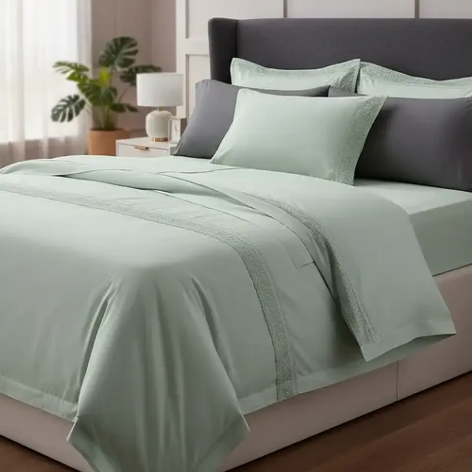 Set De Sábanas Microfibra Broderie 2.0 Plazas Verde 1