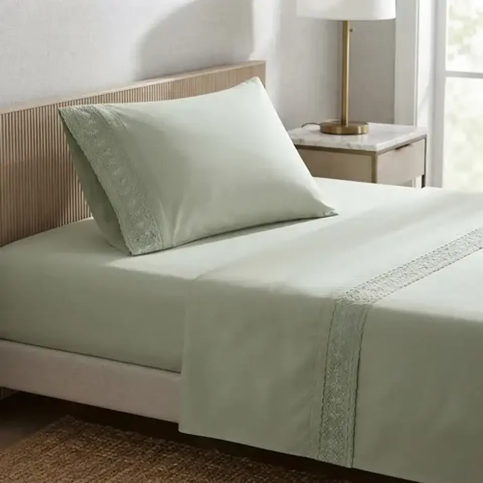 Set De Sábanas Microfibra Broderie 1.5 Plazas Verde 1